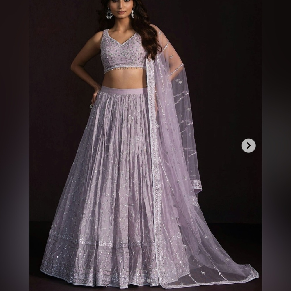 Lashkaraa Purple Embroidered Organza Lehenga